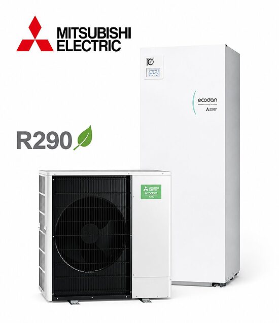 MITSUBISHI ELECTRIC Ecodan 8,0 kW gaiss–ūdens siltumsūknis ar 200 L ūdens sildītāju, 400 V, 3 fāzes, EHPT20X-YM9E / PUZ-WZ85YAAH